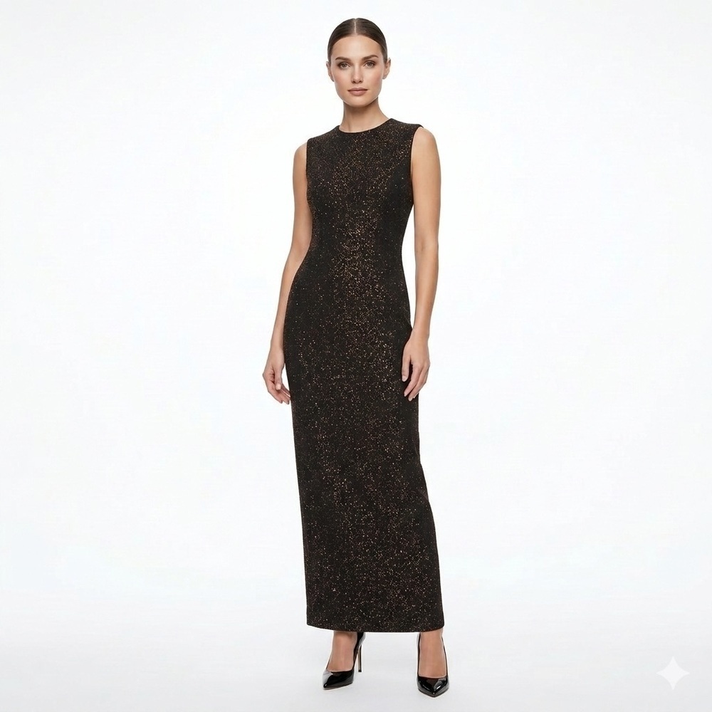 David Tupaz Couture Glitter Leopard Column Evening Gown Womens S Black Formal